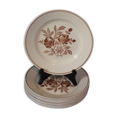10 vintage flat plates - Brown Roses