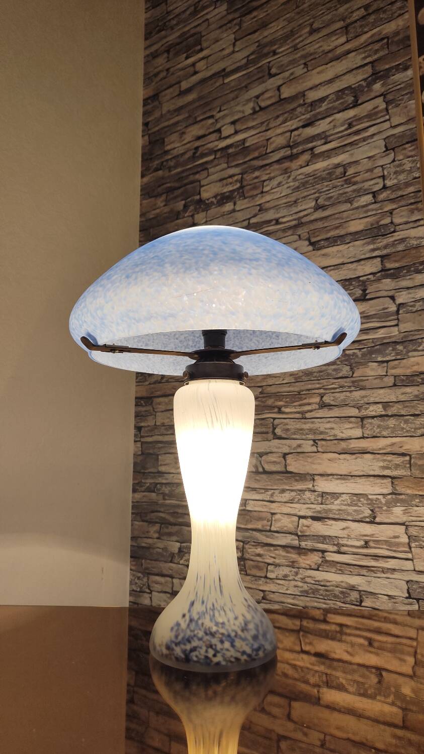 Mushroom lamp 1990 white and blue