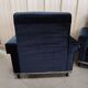 Pair of navy blue velvet club armchairs