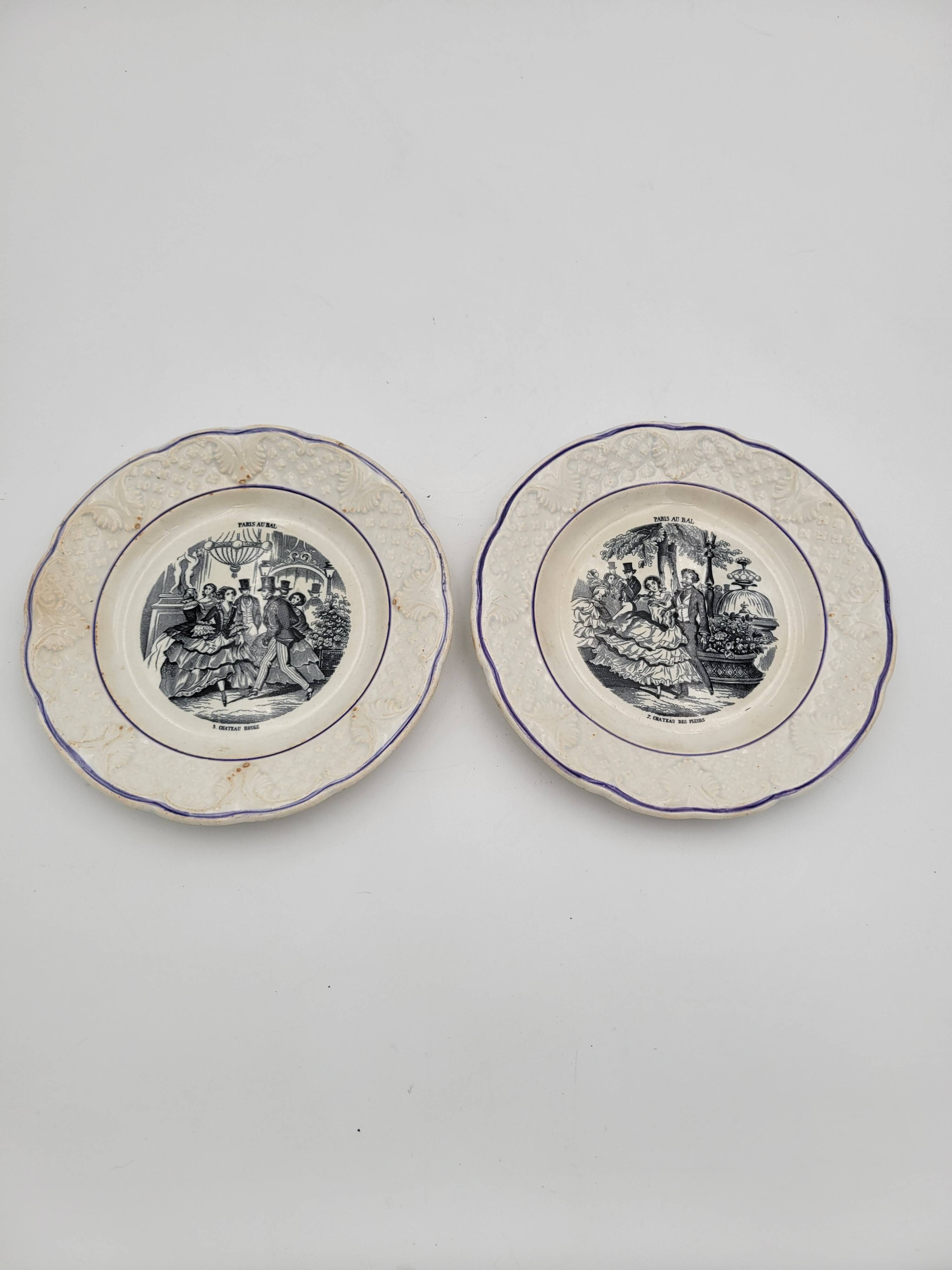 Set of 2 talking plates in Choisy-le-Roi porcelain