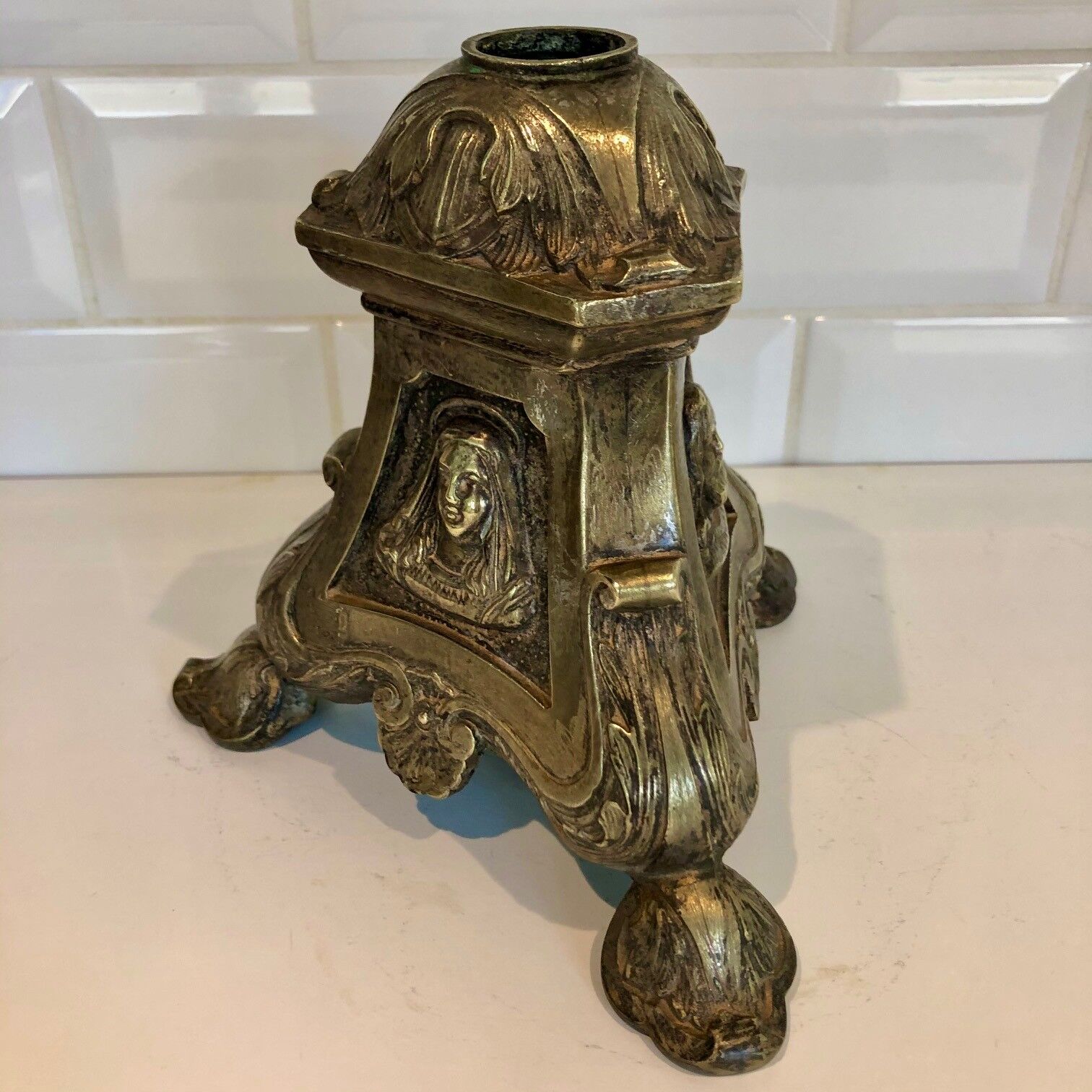 Silver bronze church candelabra