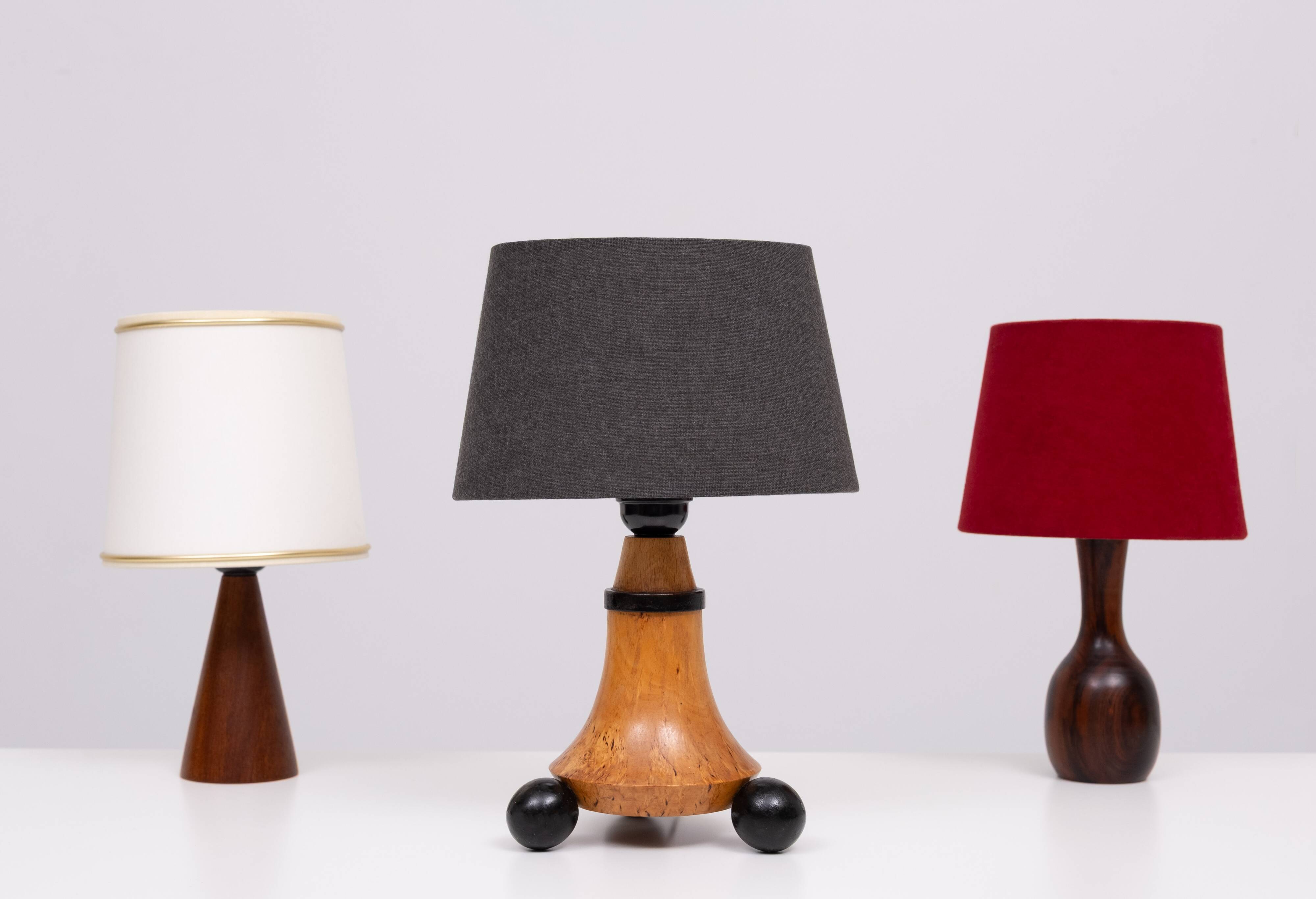 Trio de petites lampes de table des années 1960 avec abat-jour, Hollande