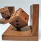 Pair of bookends style Art Deco oak decoration dice