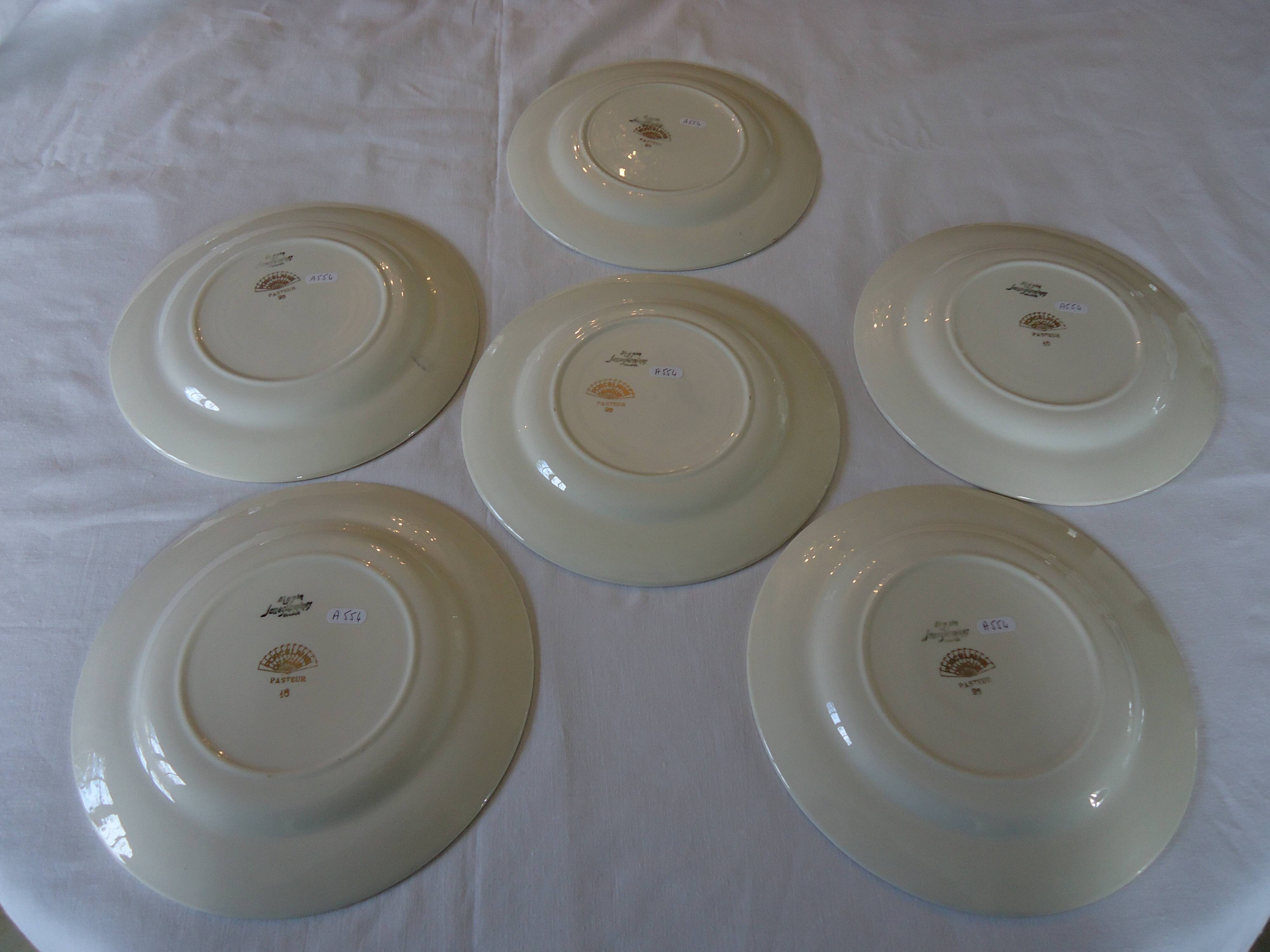 Assiettes plates porcelaine opaque digoin sarreguemines modèle pasteur