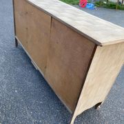 Louis XV sideboard renovated in raw oak and marquetry 3 doors 180cm