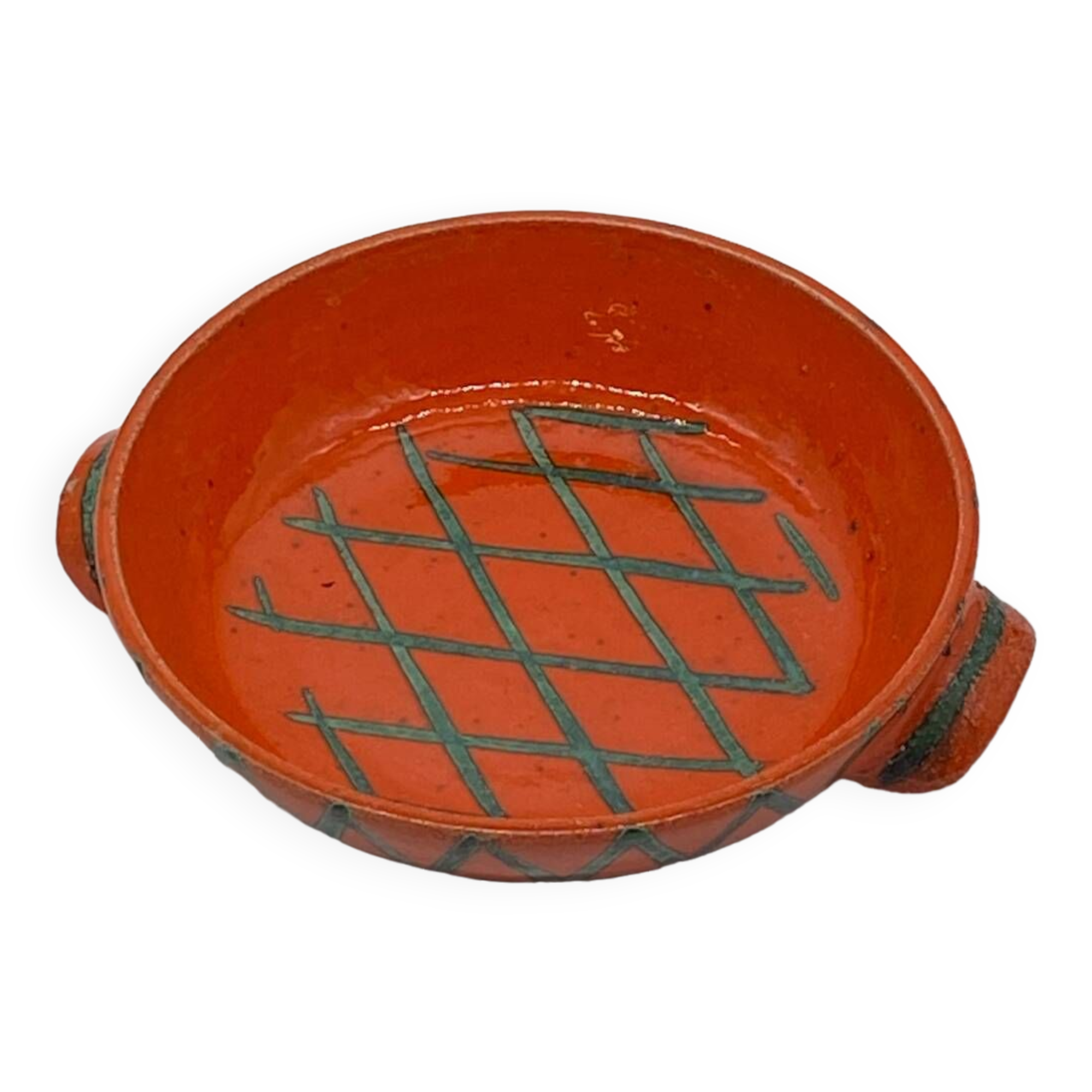 Enamelled ceramic dish, terfer, vallauris, vintage