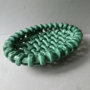 Grande coupe en céramique tressée Jérome Massier Vallauris, années 50