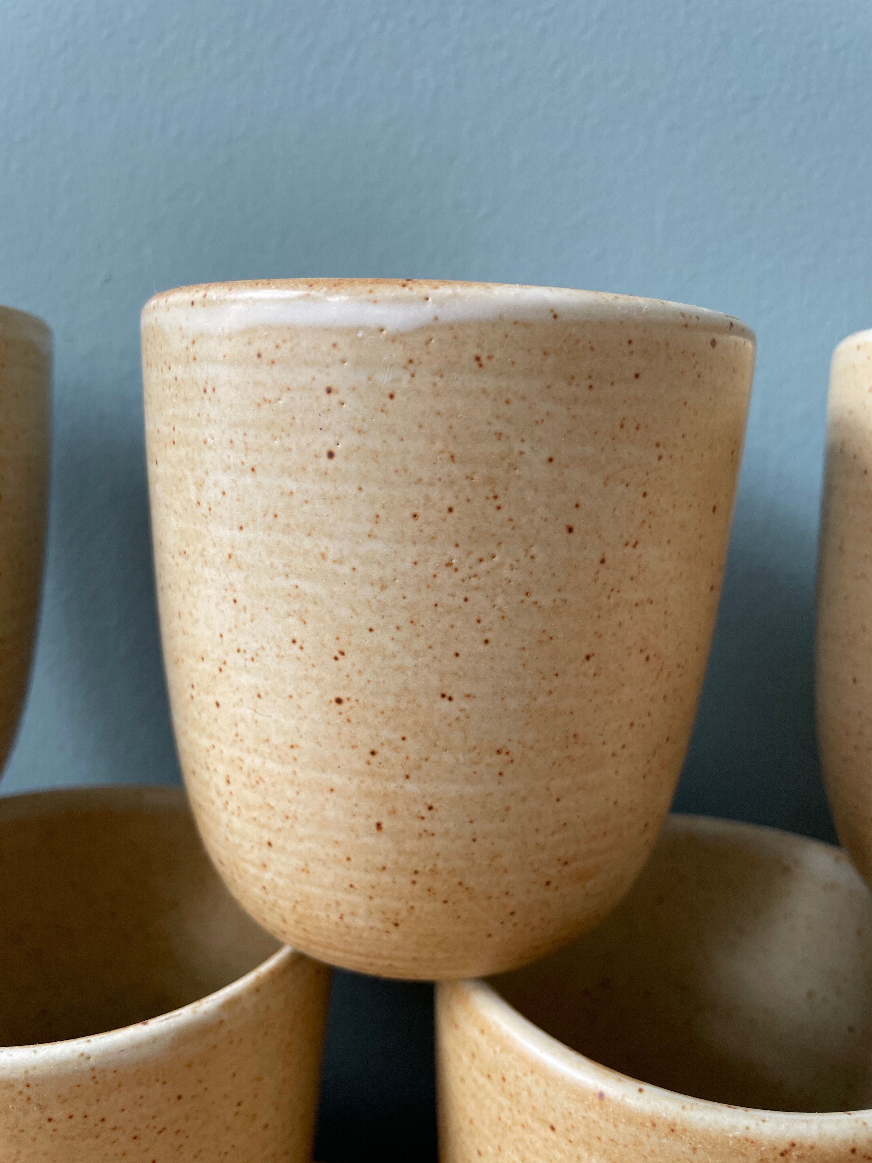 Set of 7 vintage stoneware cups, Grès CNP Village France