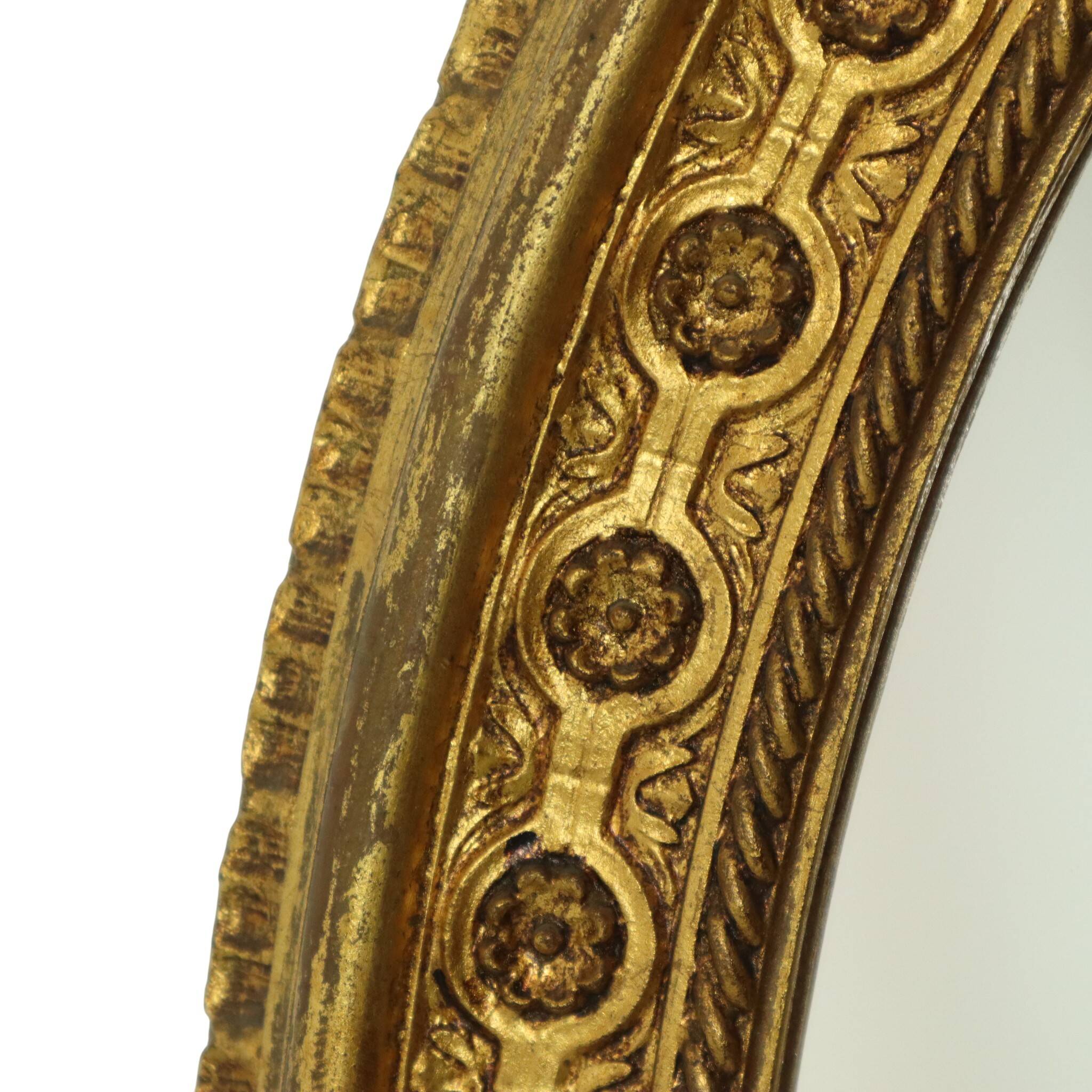 Large Oval Classic Mirror Gold Leaf Baroque Style Flowers 85cm
