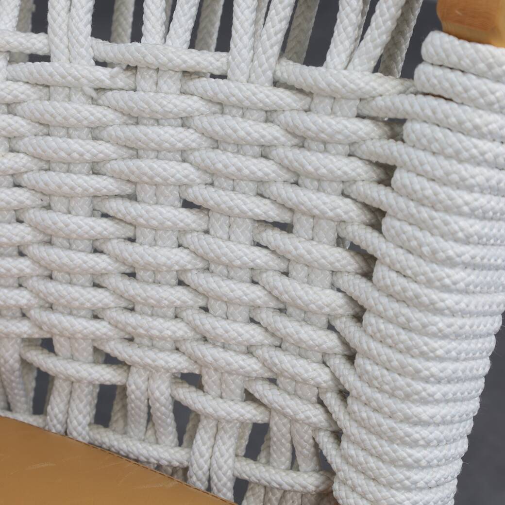 Handcrafted Italian lounge chair by Driade in wood, rope & leather, Italy, 1990s