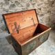 Antique French pine chest – 1838, painted folk art