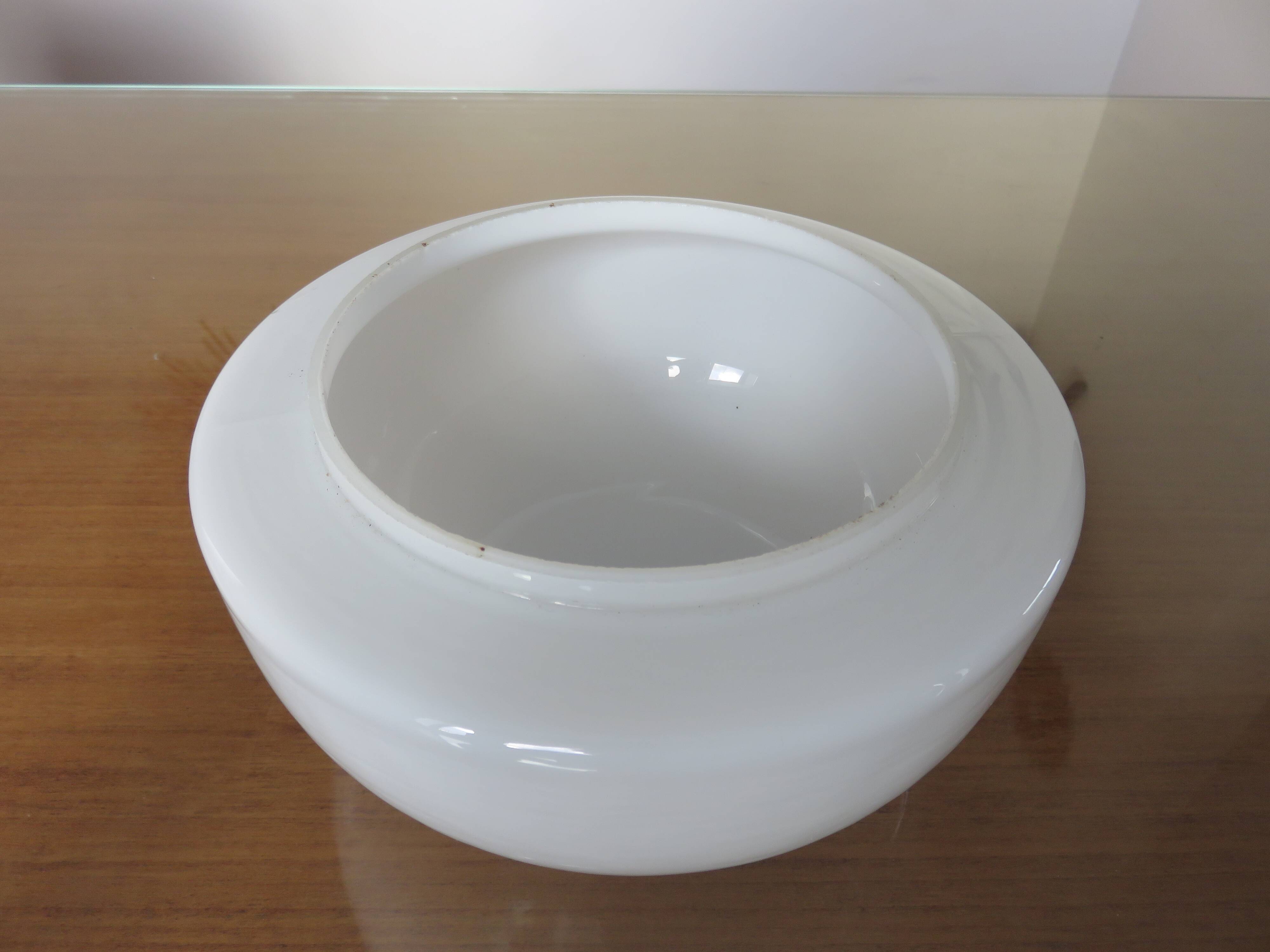 Half sphere ceiling light in opaline, made in Italy 1970