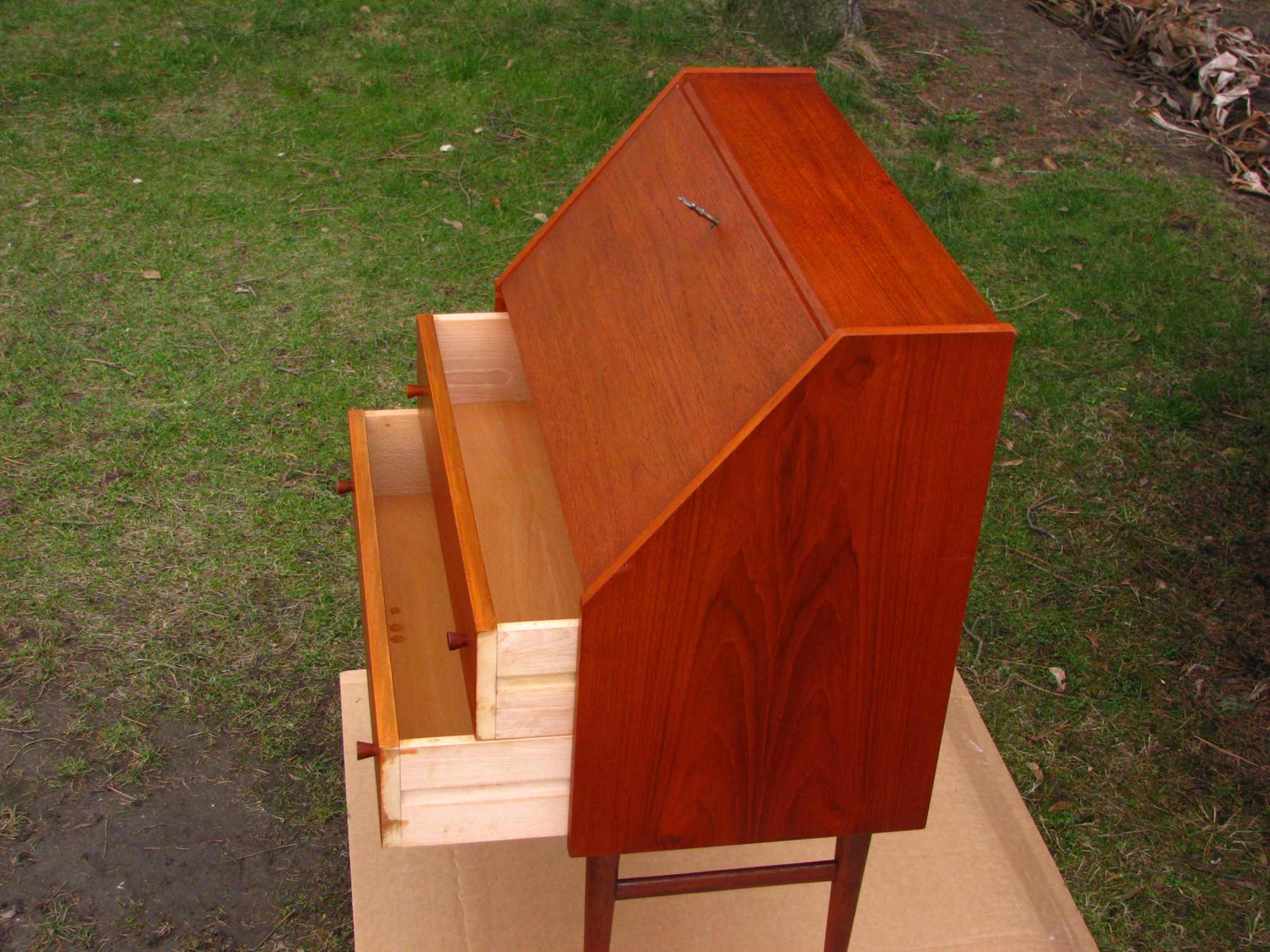 Secretaire with a key from the 1960s / 70s, Denmark, teak wood