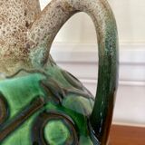 Emerald glazed ceramic pitcher vase