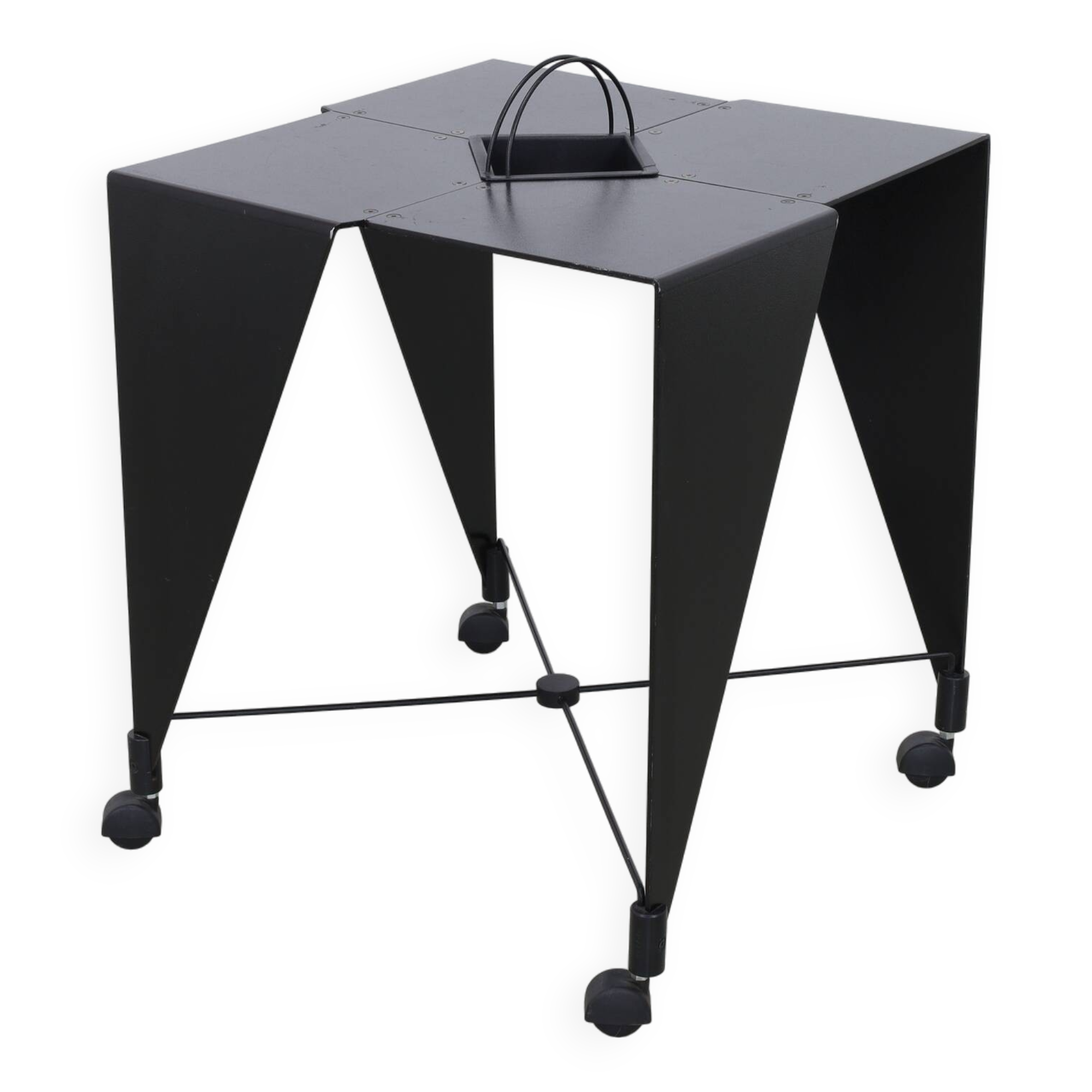 Side table on wheels Harlequin Errebi Italy, 1980s Memphis style