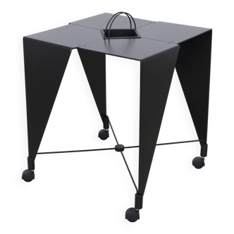 Side table on wheels Harlequin Errebi Italy, 1980s Memphis style