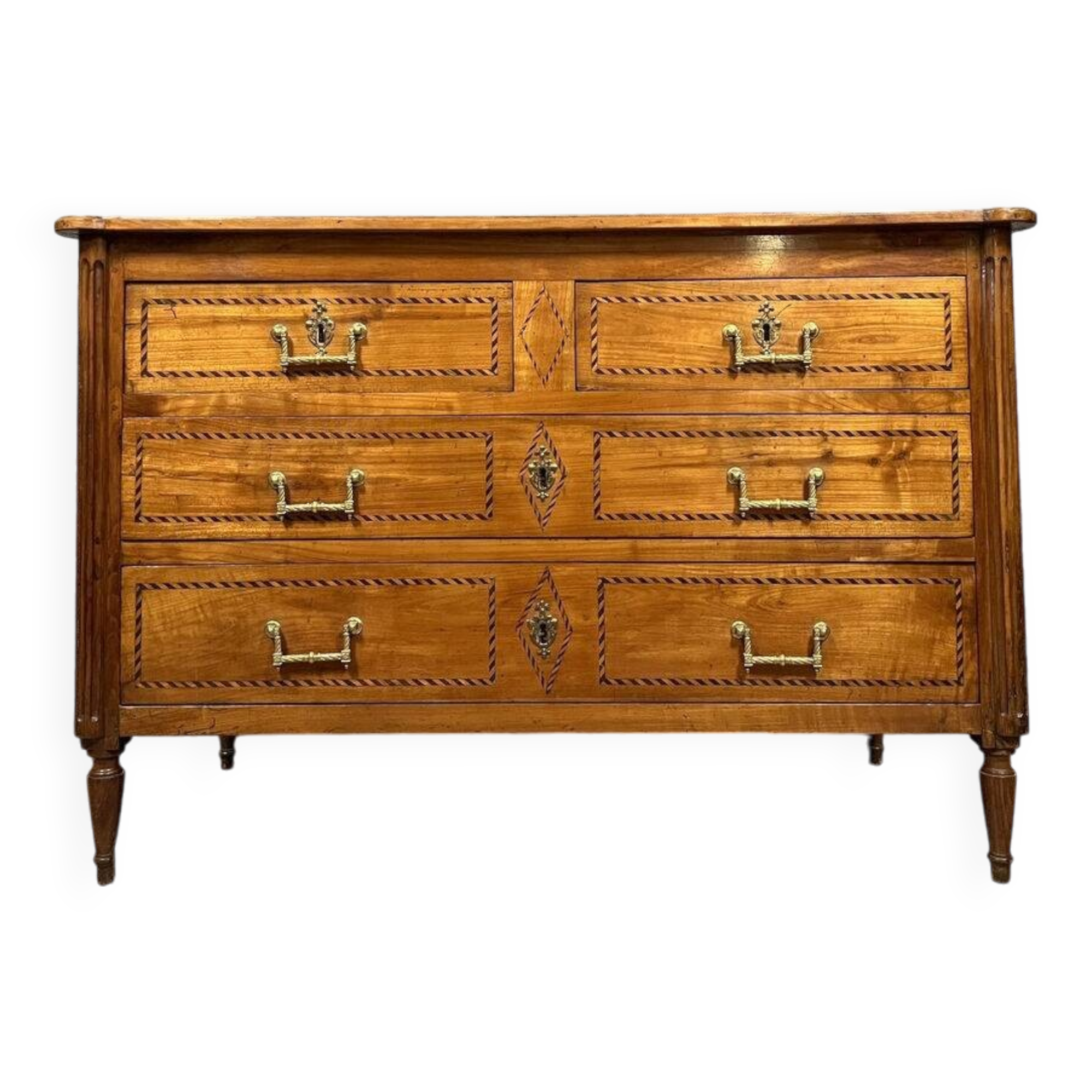 Louis XVI period chest of drawers in precious wood marquetry circa 1760