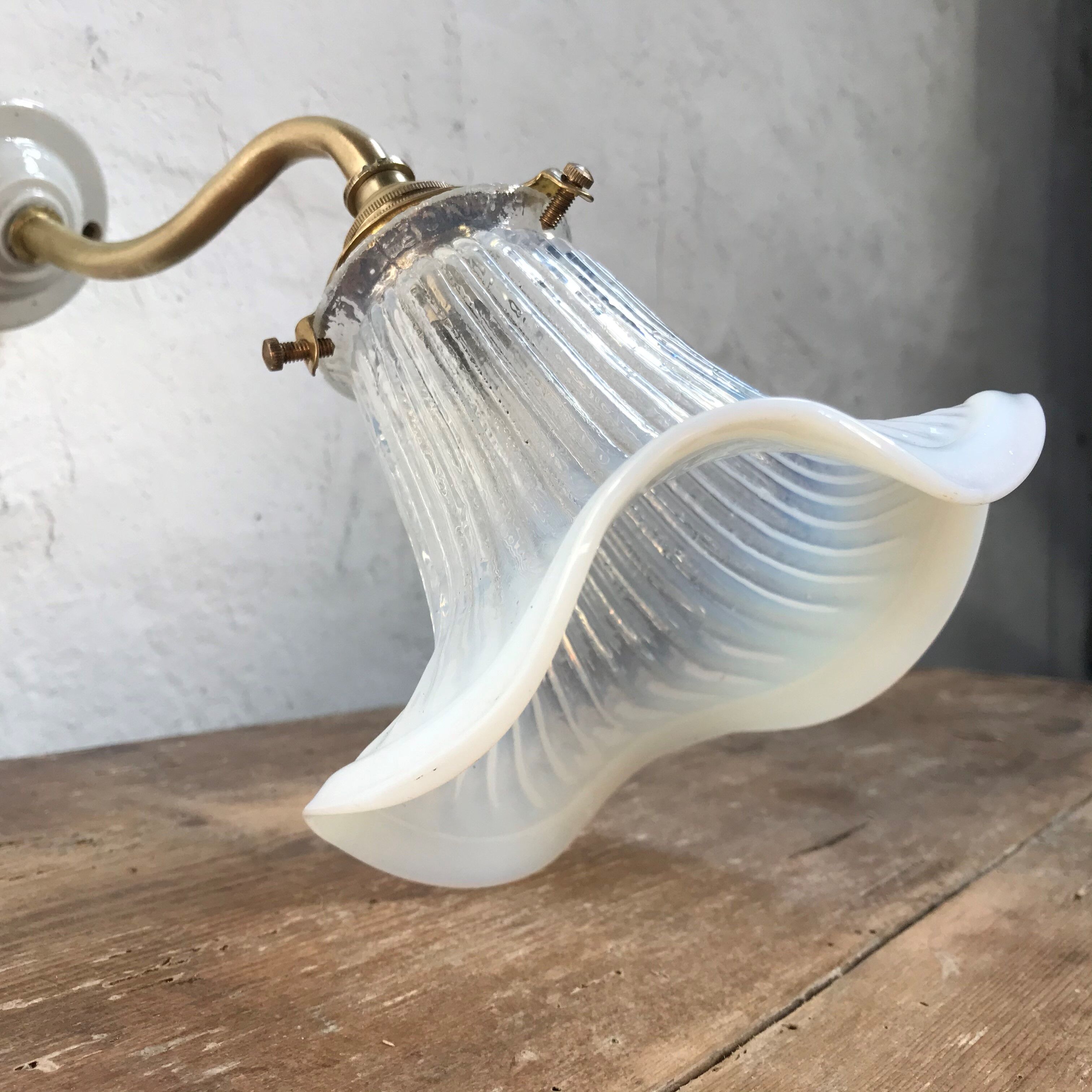 Opalescent glass swan neck sconce