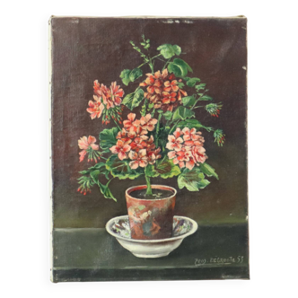 Nature morte aux fleurs Huile sur toile Années 1950 Signée 40x30cm