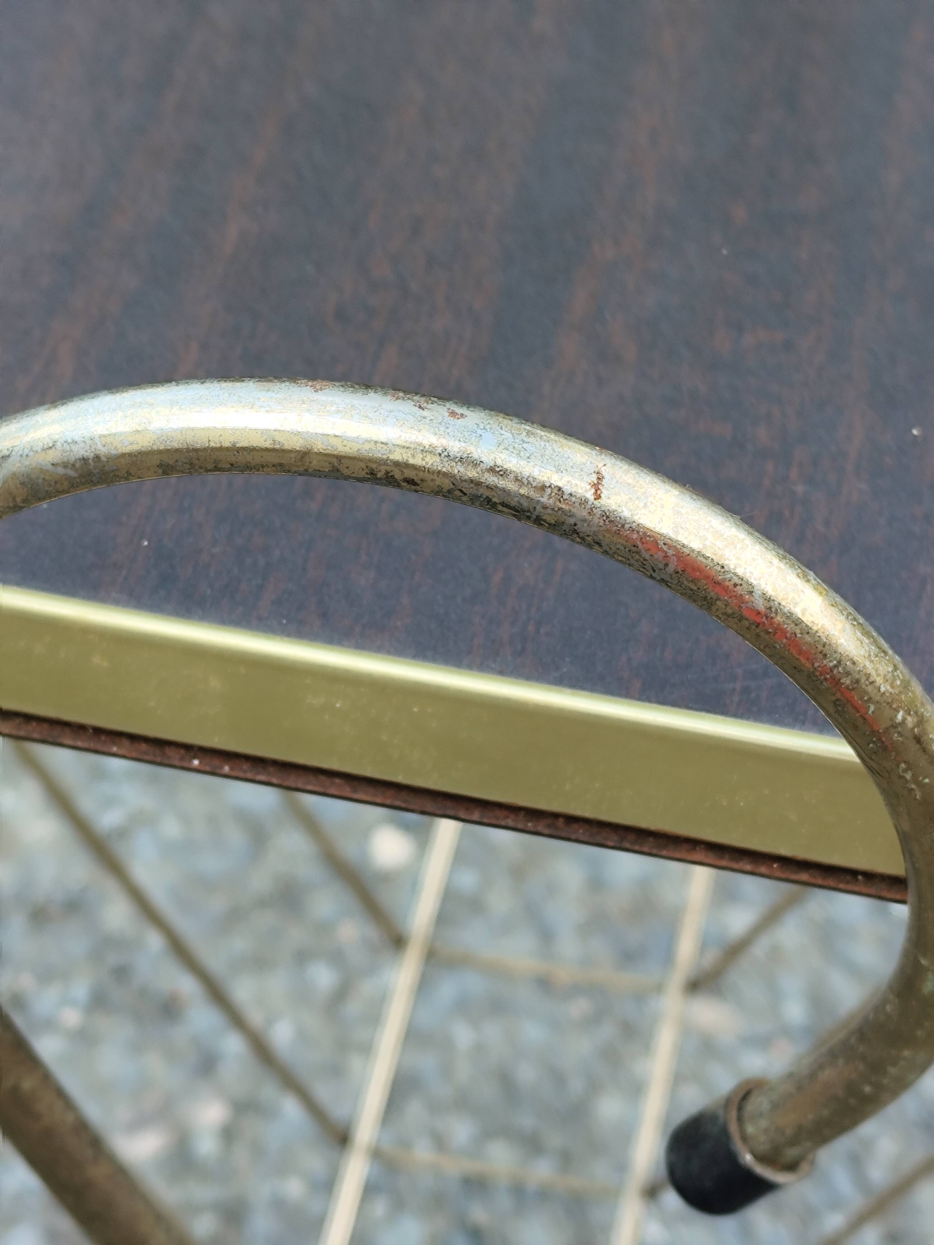 Magazine and document rack, Formica, chrome, gold finish