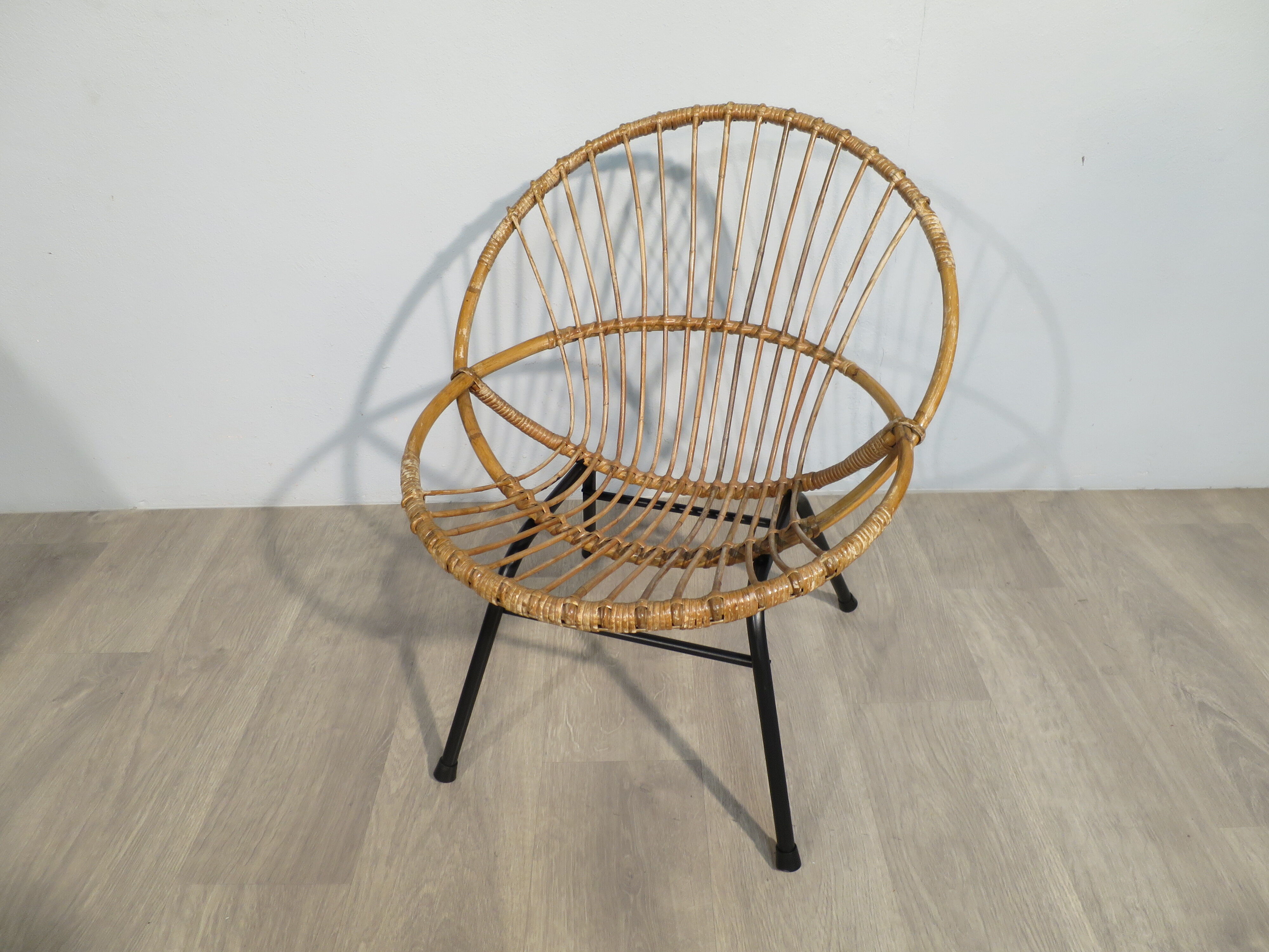 Rattan basket armchair 1960