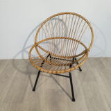 Rattan basket armchair 1960