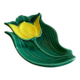 Spoon rest or pocket tray with tulip decor signed Vallauris