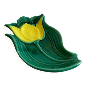 Repose cuillère ou vide poche décor tulipe signé Vallauris