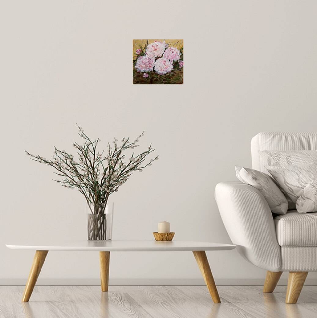 Pink peony paintings