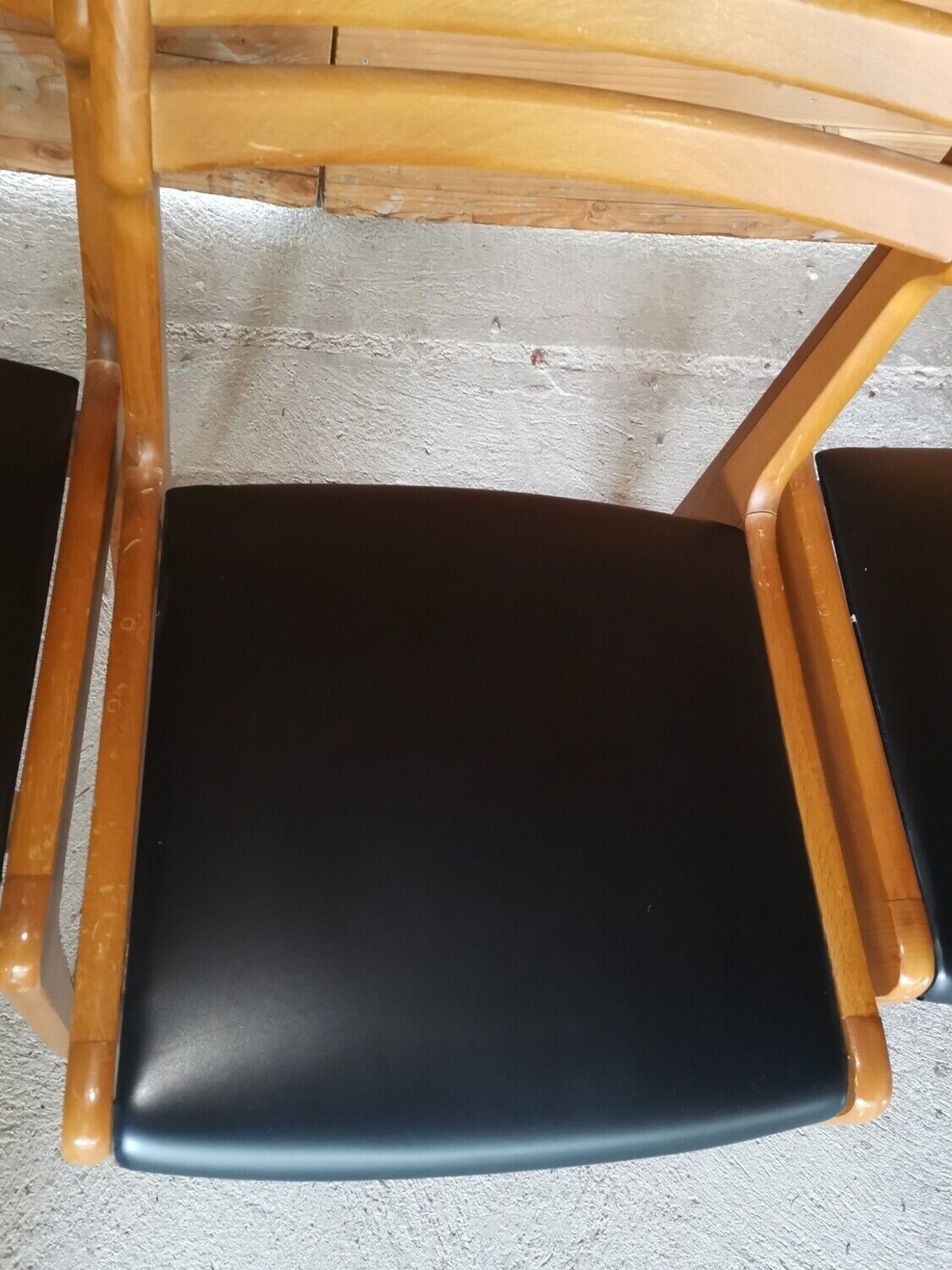 5 vintage black skai chairs