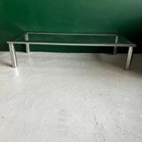 Modernist coffee table in chromed steel and glass