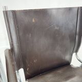 Pair of 1970s Vintage Hans Eichenberger Leather & Chrome Lounge Chairs, Labeled