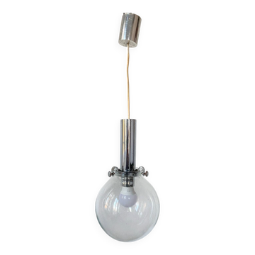Vintage design pendant lamp globe in transparent glass
