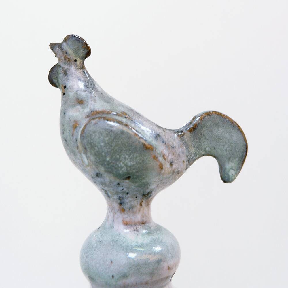 Three-light chandelier in glazed ceramic in the style of Jacques Pouchain.