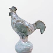 Three-light chandelier in glazed ceramic in the style of Jacques Pouchain.
