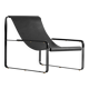 Classic Minimalist Contemporary Chaise Longue Smoke Black Metal and Black Leather