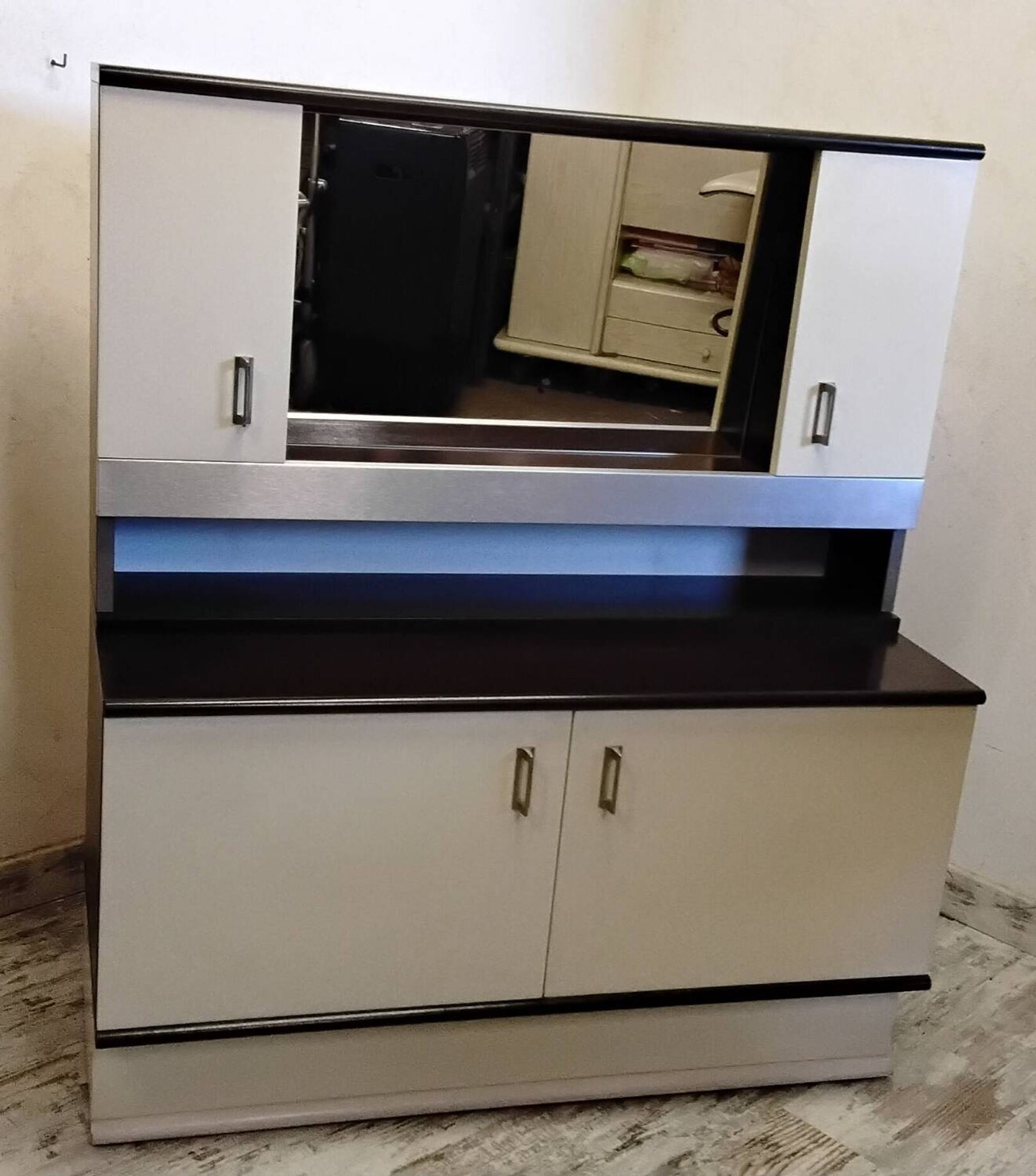 Bar cabinet / entrance furniture with a vintage 1970s mirror.