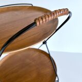 Vintage Scandinavian Serving Bar Cart with Teak Trays