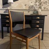 Chaise vintage Mid Century  assise noire