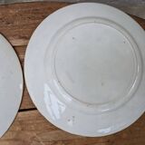 Set of 2 old ceramic plates with flower bouquet patterns