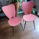 set of 2 red leatherette chairs from the 1960s