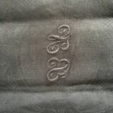 Old embroidered table napkin B N Grey