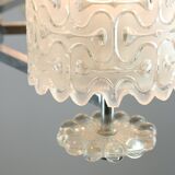 Vintage Austrian Glass Chandelier: Mid-Century Modern Embossed Pendant Lamp