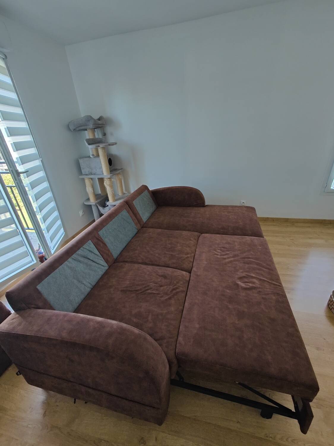 Canapé d’angle convertible avec coffre bobochic libeo vintage – marron
