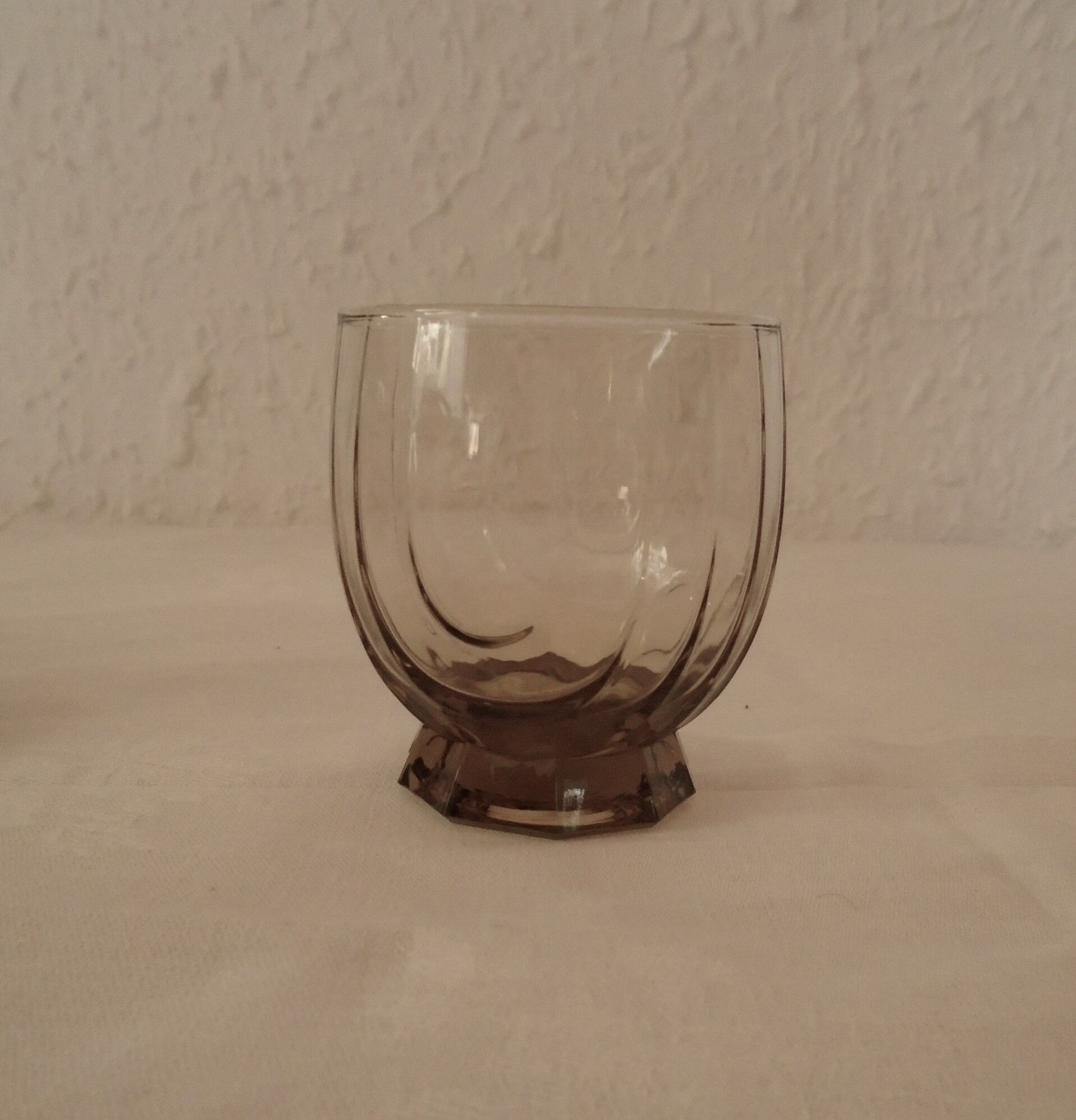 8 vintage smoked grey cup glasses