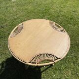 bamboo and rattan tripod coffee table