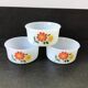 Set of 3 Arcopal ramekins, vintage décor red, orange, yellow flowers