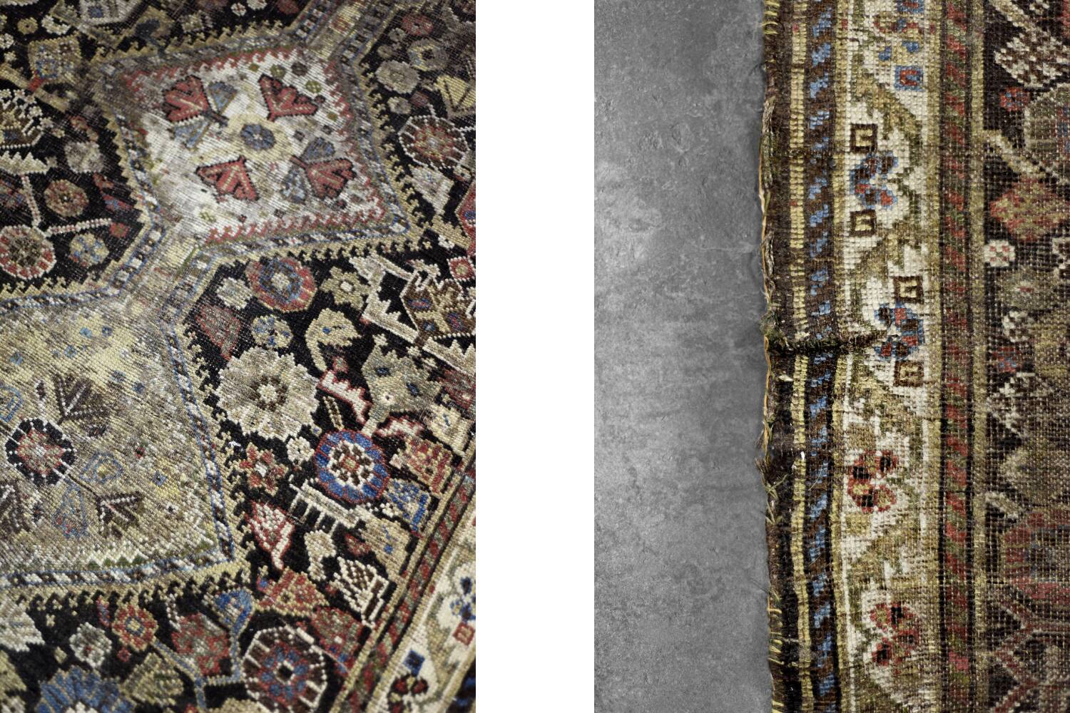 Handwoven oriental Qashqai nomadic rug, 1920s