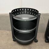 Postmodern German side tables in rolling metal and glass by D-Tec, 1980s, set of 2.