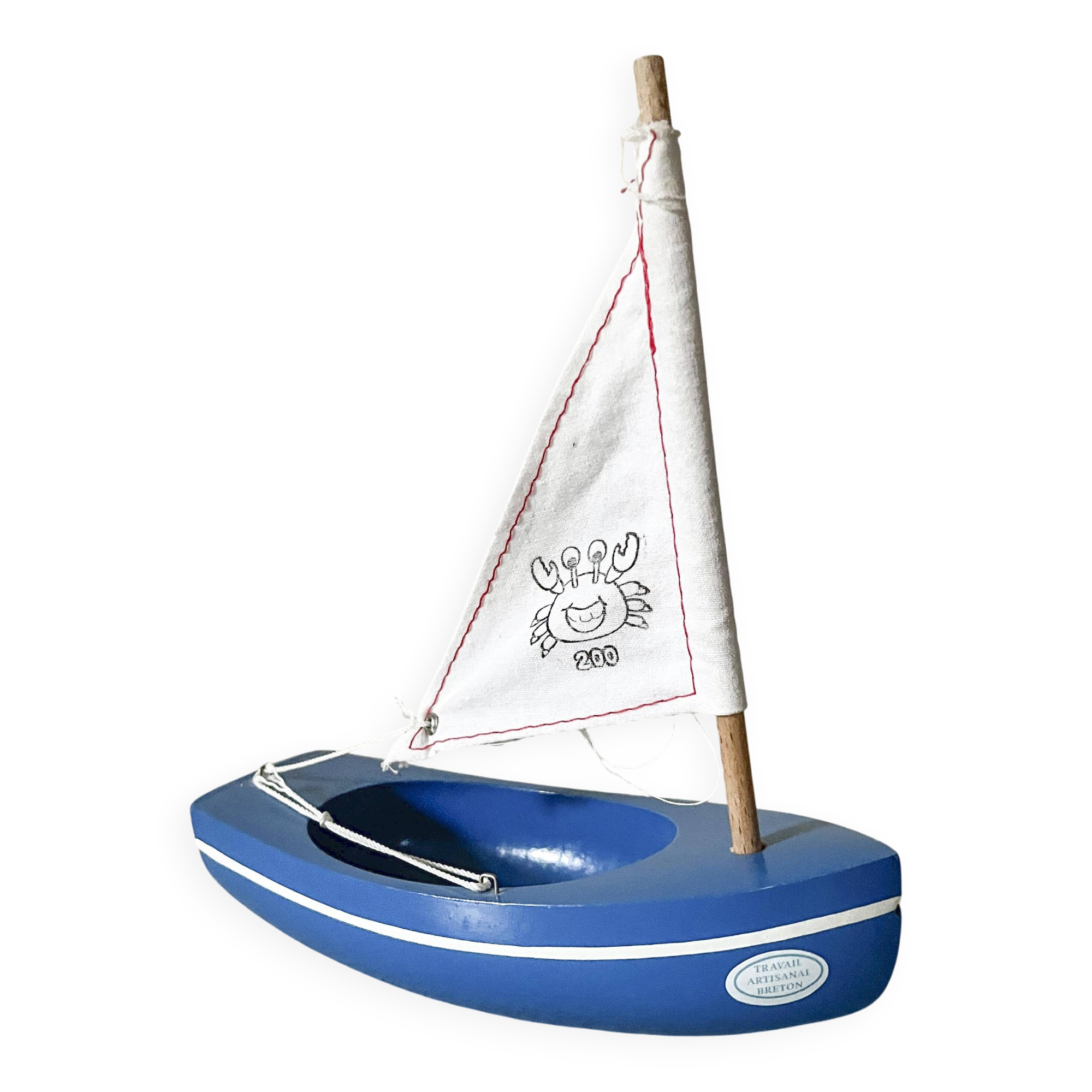 Blue basin sailboat from the French brand Tirot 200, vintage toy.